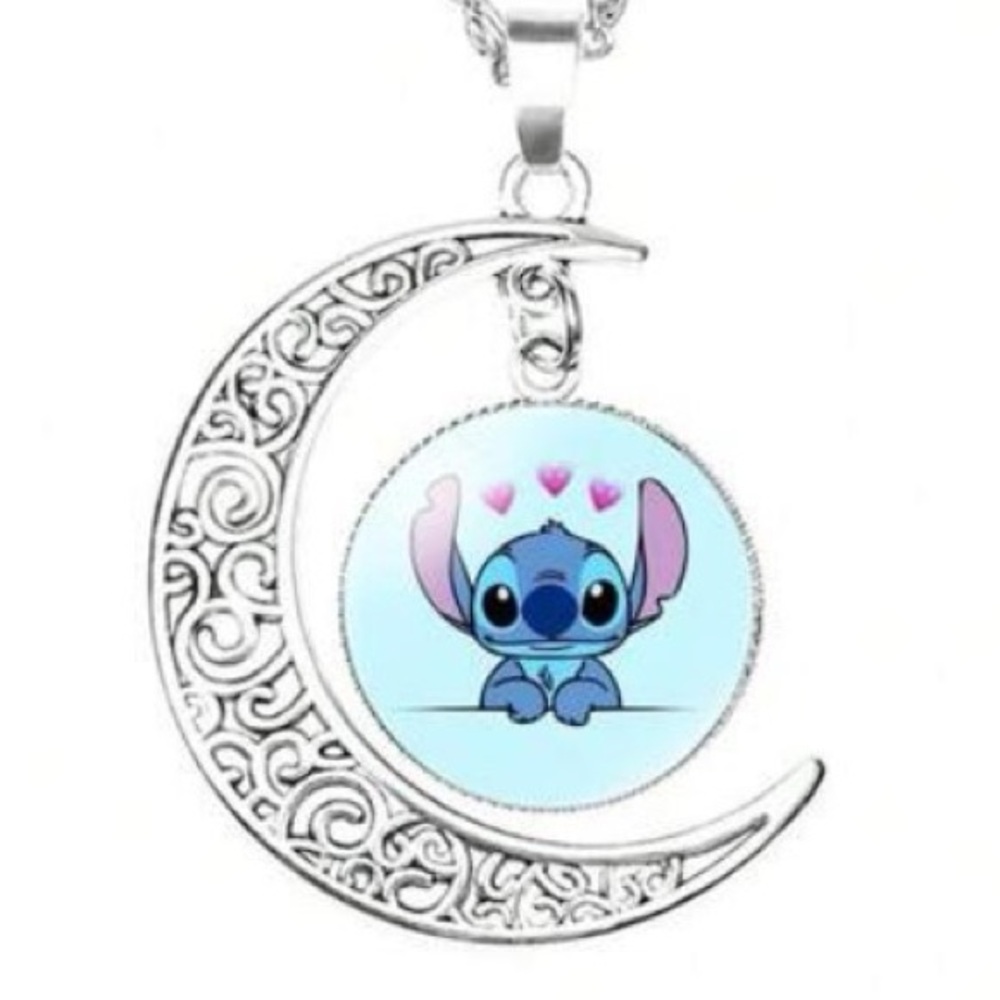 Stitch Silver Moon Necklace